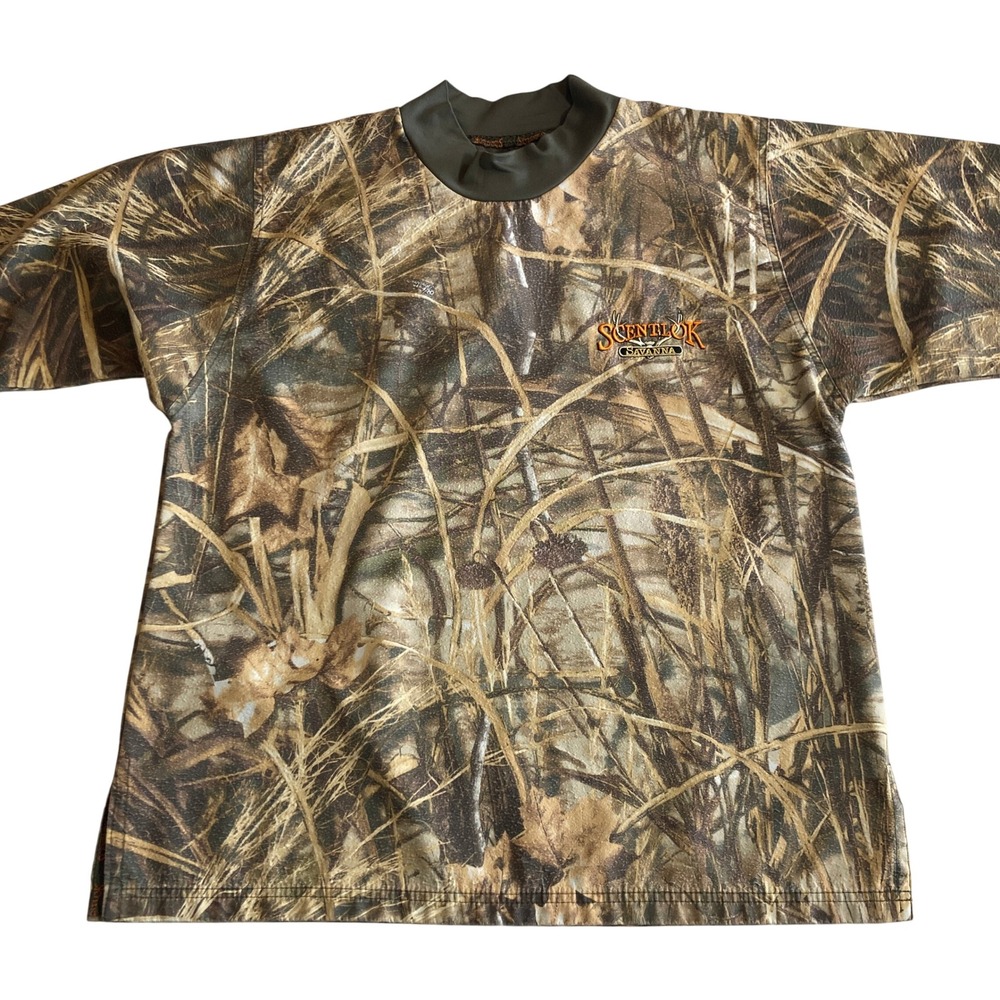 ScentLok Savanna Camo Hunting Shirt Mens Large Long Sleeve Grass Camouflage‎ USA